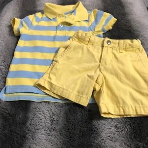 Yellow Polo Style Shirt and Shorts Set